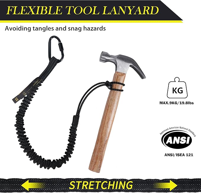 TRSMIMA Safety Tether Tool Lanyard - 20 Pack Fall Protection Absorbing Tool Lanyard Tethering Accessories Nylon Webbing Scaffolding Safety Training for Industrial Workers