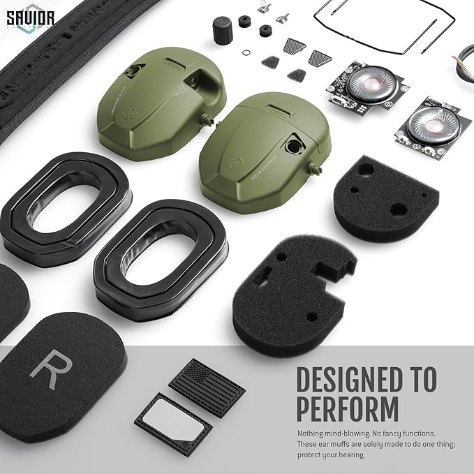 Savior Equipment Apollo Electronic Earmuffs For Shooting w/Gel Ear Pads, 24dB NRR, Noise Cancelling Ear Protection Headset