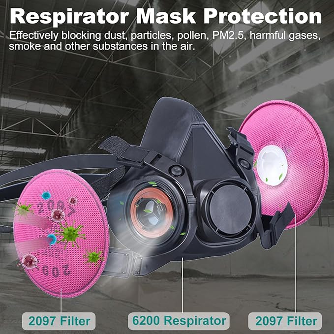 Reusable Respirator Mask with Activated carbon filter cottons for Gas, Organic Vapors
