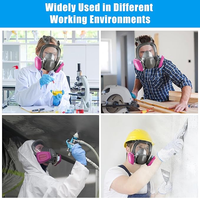 Full Face Gas Respirator Mask with 60921 Filters - Ideal for Protection Against Gases Dust Organic Vapors Spray Sanding welding 6800