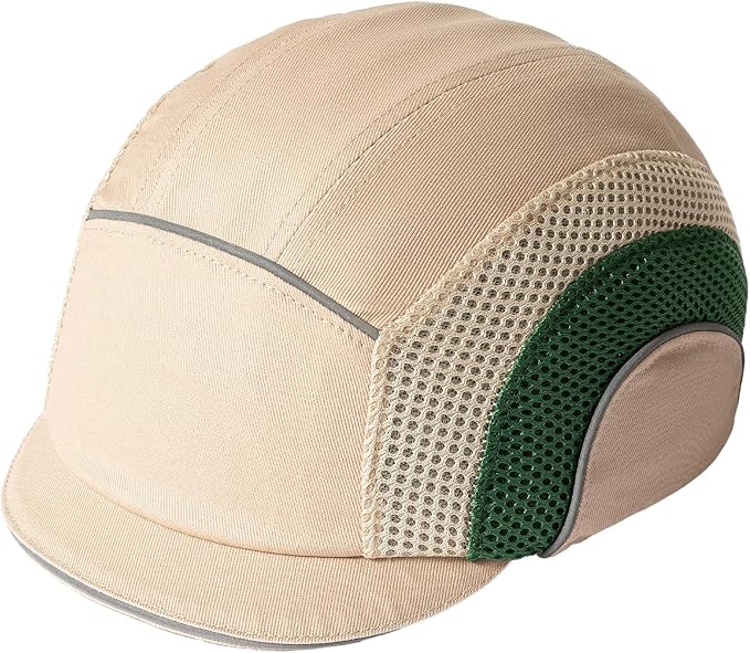 Lightweight Safety Bump Cap - Breathable Baseball Style Protective Hat with Reflective Stripes