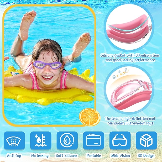 Flutesan 6 Pack Swimming Goggles Adult Kids Anti Fog Pool Goggles with Ear Plugs Nose Clip No Leaking Full Protection