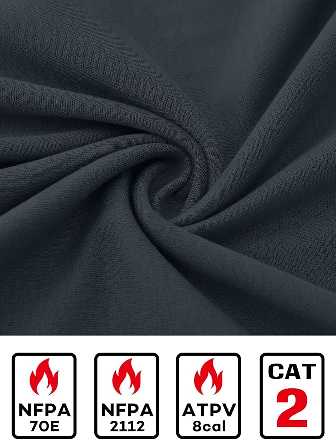 FR Shirts for Men NFPA2112 Flame Resistant Shirts 6.0oz Light Weight Long Sleeve Fire Retardant Shirts