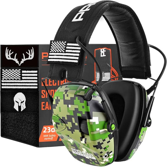 PROHEAR Electronic Ear Protection for Shooting with 4X Sound Amplification, Gun Range Hearing Protection Muffs, NRR 23dB Noise Reduction Headphones for Hunting, Camo