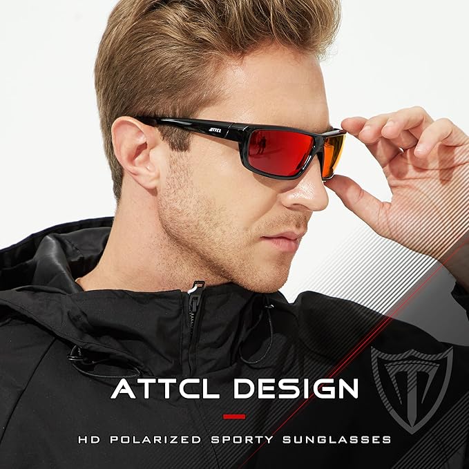 ATTCL Polarized Wrap Fishing Sunglasses Men - Driving Sports Glasses UV Protection