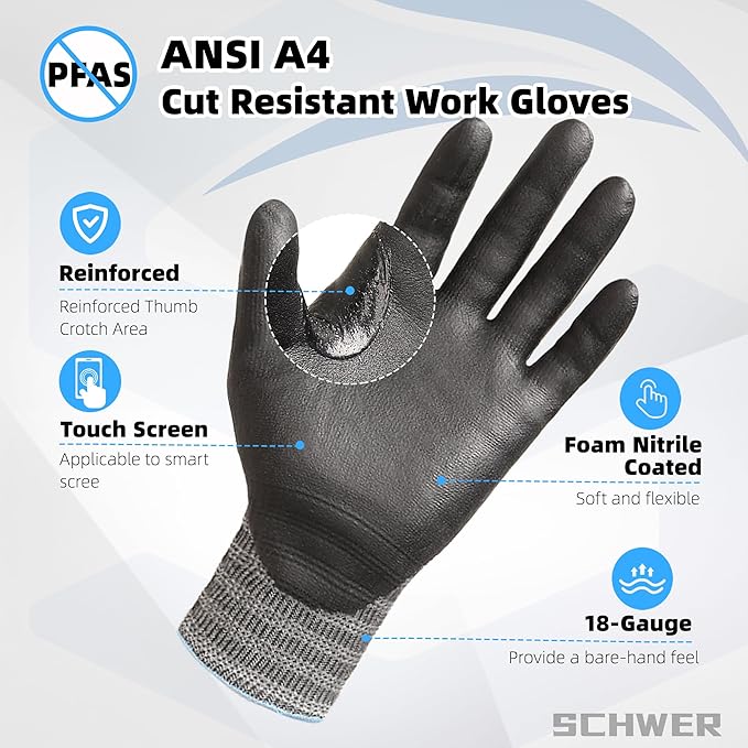 Schwer AIR-SKIN Cut Resistant Gloves AR5918 with Extreme Lightweight&Thin, Level 5 Wire Metal Gloves for Refined Work, Touch-screen, Fiberglass-free, 3D-Comfort Fit, Breathable, Black 150 Pairs (M)