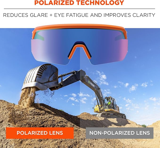 Ergodyne Skullerz AEGIR Polarized Safety Sunglasses with Fog Off+, Anti Fog Safety Glasses, Anti Scratch Mirror Lens