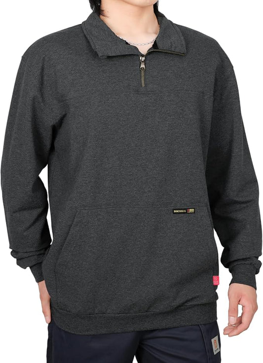 BOCOMAL FR Sweatshirts Midweight Non-Fleece Mock Neck 1/4 Quarter Zipper Water/Stain Repellent Fire Resistant Shirts