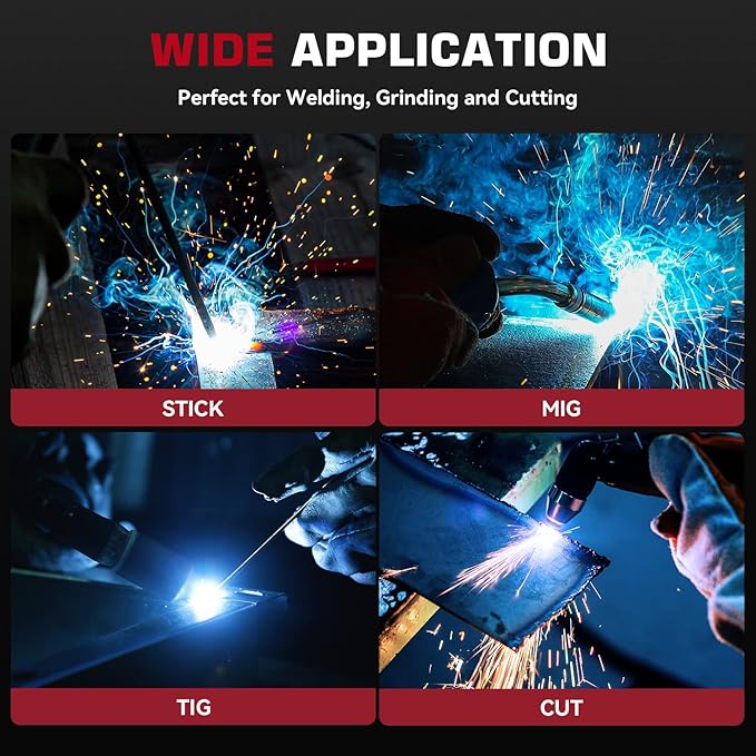 ARCCAPTAIN 3.94"X3.66" Large Viewing Screen Welding Helmet True Color Auto Darkening Solar Powered 4 Arc Sensor Welding Hood, Wide Shade 4-5/5-9/9-13 for ARC TIG MIG Welding Mask(Bloodshed Design)