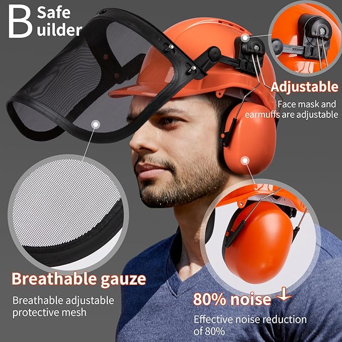 SRSAFETY Full Brim Hard Hat Carbon Fiber Design 6 Point Adjustable Ratchet Suspension OSHA Approved ABS Work Helmet for Men&Women ANSI Z89.1 Type I Class C