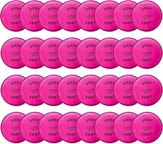 32PCS 2097 Particulate Filter,Installed on 2091 Filter Retainer Replacement Cotton for 6000 6200 6800 7000 7502 FF-400 Series Respirator,Use for Against,Torch Cutting,16PACK