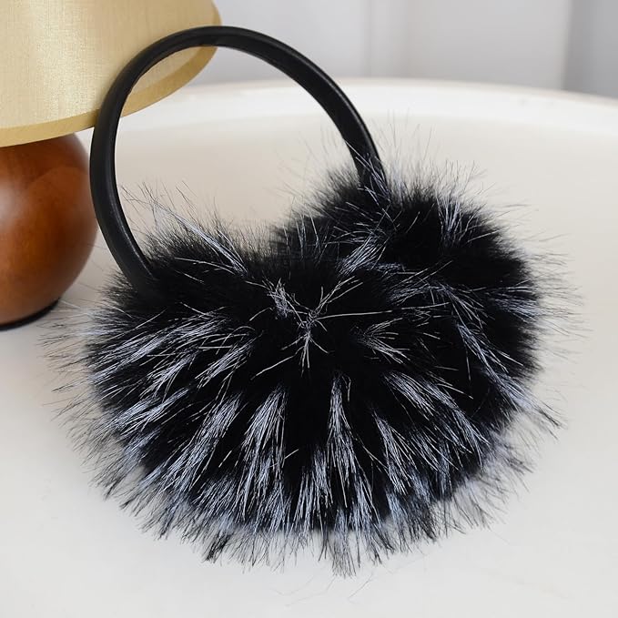 Women's Faux Fur Ear Muffs For Winter Women - Warm Faux Fur Fuzzy Ear Muffs Windproof Cold Weather Ear Warmers