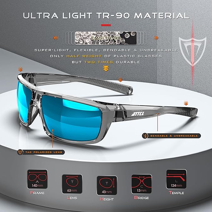 ATTCL Polarized Wrap Fishing Sunglasses Men - Driving Sports Glasses UV Protection