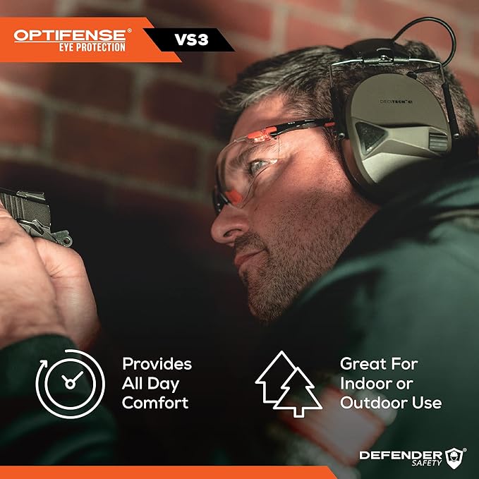 OPTIFENSE™ VS3 Anti Fog, Premium CLEAR/TINTED Safety Glasses, ANSI Z87+ (Click for frame/lens option)