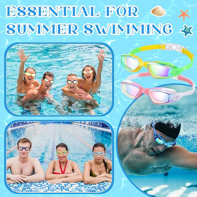 Xuhal 12 Pack Swim Goggles for Adult Anti Fog Swimming Glasses Leak Proof Swim with 12 Waterproof Nose Clips