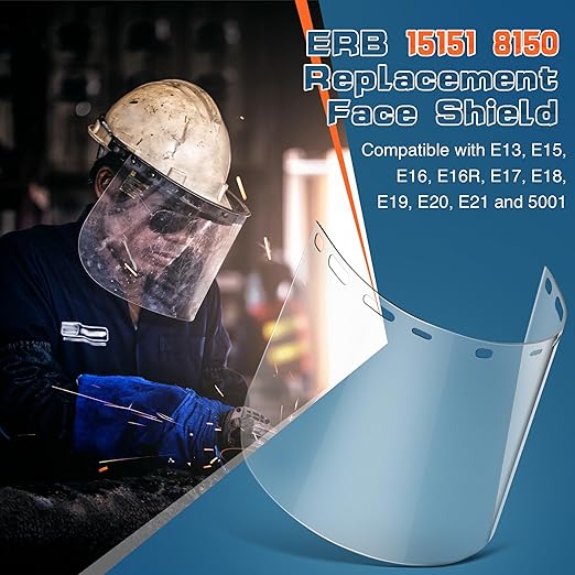 Saillong 2 Pcs Face Shield Replacement Lens Compatible with ERB 15151 8150 Tinted Full Face Shields, Grinding Cosplay (Clear)