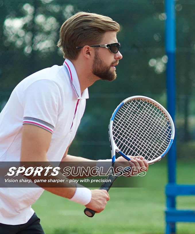Polarized-Sunglasses-Men Sports Mens-Sunglasses: Sun-Glasses with UV400 Protection for Driving Golf Fishing Running