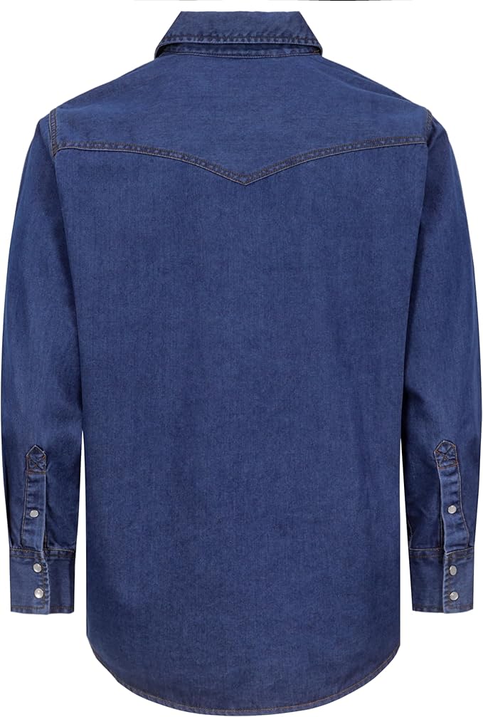 BOCOMAL FR Shirts Washed Denim EX Soft Midweight Smooth Fit Pearl Snaps Down Durable Flame Resistant Work Clothing
