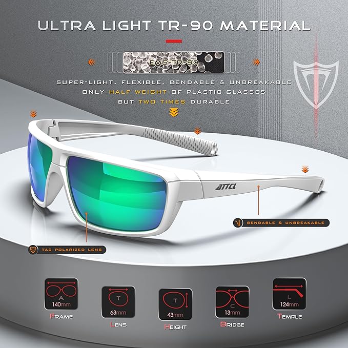 ATTCL Polarized Wrap Fishing Sunglasses Men - Driving Sports Glasses UV Protection