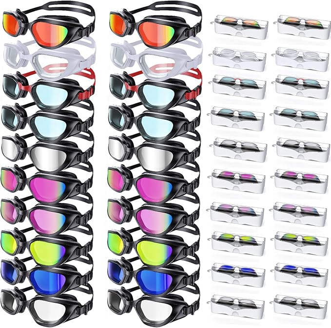 Swim Goggles, Unisex Adult Swimming Goggles Upgraded Anti Fog Anti UV No Leakage Wide View for Men Women Youth