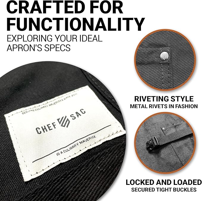Chef Sac Chef Apron | Cotton Canvas Kitchen Apron | Aprons for Men | Aprons for Women with Pockets | Professional Chef Aprons