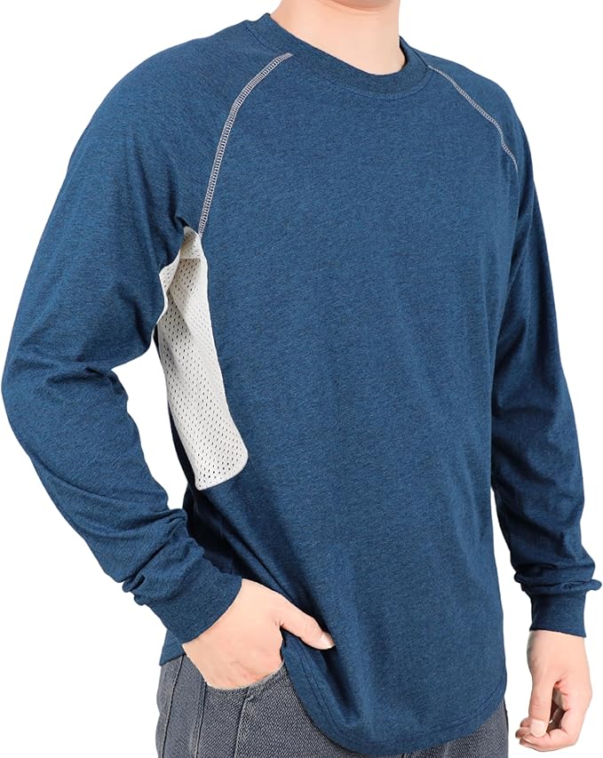 BOCOMAL FR Shirts for Summer Vented Mesh Loose Fit 4oz EX Lightweight Flame Resistant Base Layer CAT1 Crew Shirt