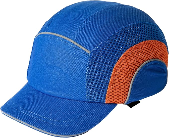 Lightweight Safety Bump Cap - Breathable Baseball Style Protective Hat with Reflective Stripes