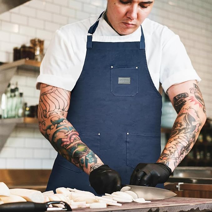 Chef Sac Chef Apron | Cotton Canvas Kitchen Apron | Aprons for Men | Aprons for Women with Pockets | Professional Chef Aprons