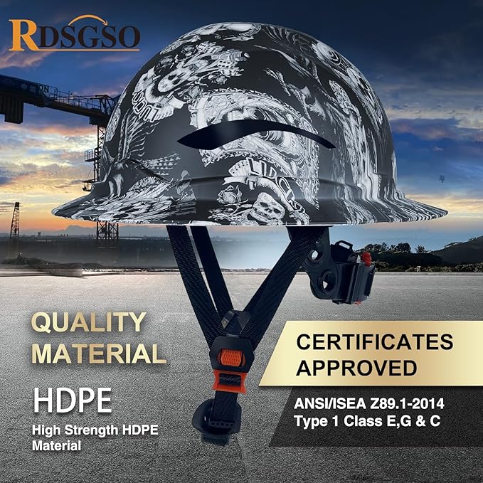 Full Brim Hard Hats ANSI/ISEA Z89.1 Type I Class E Certified 6-Point Suspension Lightweight Vented Adjustable Safety Helmet for Construction Industrial