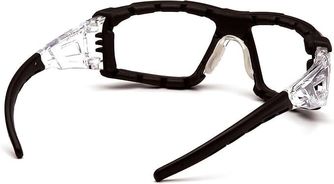 Pyramex Safety Fyxate Safety Glasses, Clear H2MAX Anti-Fog Lens with Foam Padding