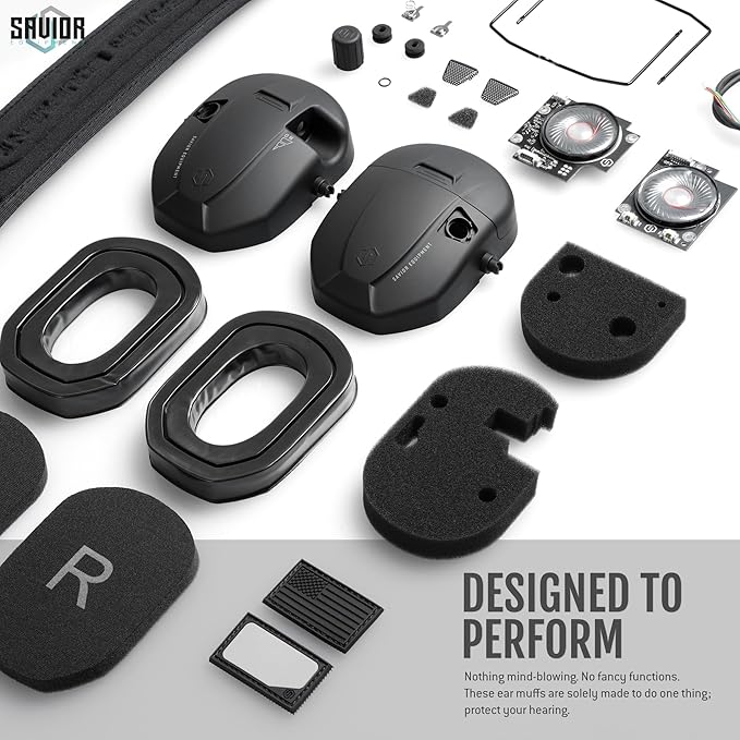 Savior Equipment Apollo Electronic Earmuffs For Shooting w/Gel Ear Pads, 24dB NRR, Noise Cancelling Ear Protection Headset