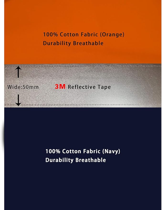 LANTERN FISH High Visibility Shirts Reflective Work Safety Hi Vis Button Up Shirts for Men Cotton Class 3