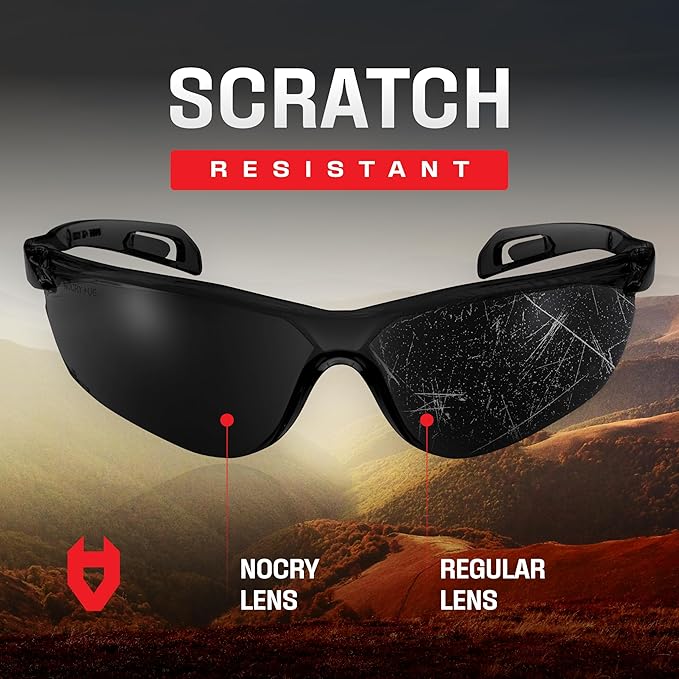NoCry Safety Sunglasses for Men and Women; Certified ANSI Z87.1 Dark Tinted Safety Glasses with Anti-Fog & Anti-Scratch Lenses and UV Protection; Cycling Glasses, Sports Sunglasses for Men and Women