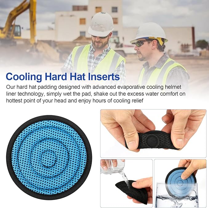 Hard Hat Top Pad Liner Replacement, Hard Hat Padding fit for Most Construction and Work Helmets, Cooling Inserts Reusable Washable Top Pad Suspension Cushion Replacement Accessorie - Blue 8 PACK