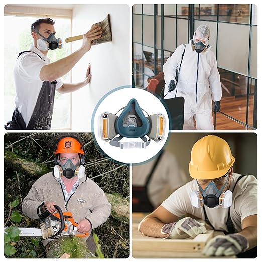 2 Set Respirator Masks with 6001 Filters, Reusable Half Face Paint Respirator Mask for Chemicals,Dust Respirators for Painting, Woodworking, Construction, Sanding, Spraying, DIY etc