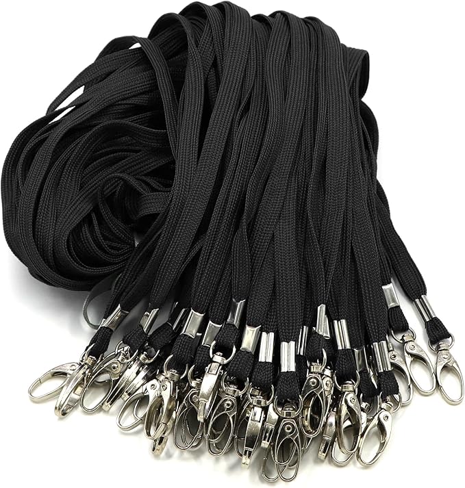 Bird Fiy Black Lanyard 100 Pack Bulk Lanyards for Id Badges Holders Each Lanyard 17 Inch with 360° Swivel Hook