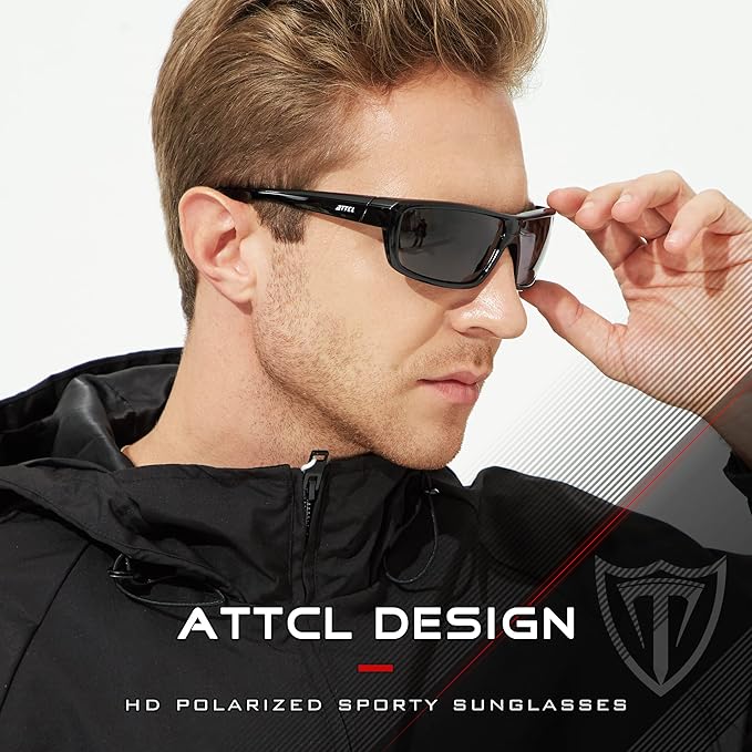 ATTCL Polarized Wrap Fishing Sunglasses Men - Driving Sports Glasses UV Protection