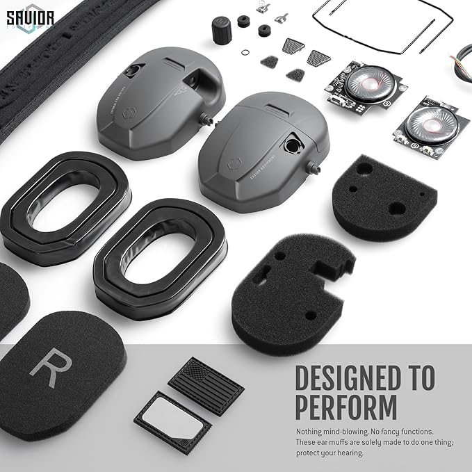 Savior Equipment Apollo Electronic Earmuffs For Shooting w/Gel Ear Pads, 24dB NRR, Noise Cancelling Ear Protection Headset