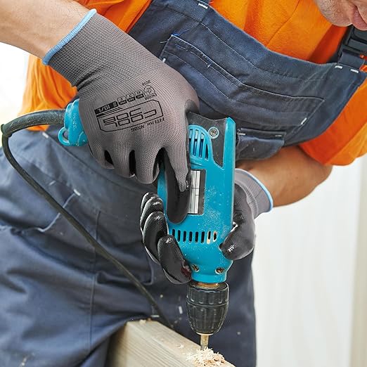 COOLJOB 20 Pairs Nitrile Dipped Safety Work Gloves with Grip, Non-slip Rubber Coated Bulk Garden Gloves for Men, Heavy-duty Oil Resistant for Truck Driver, Warehouse Box Handler, Xlarge, Gray Blue