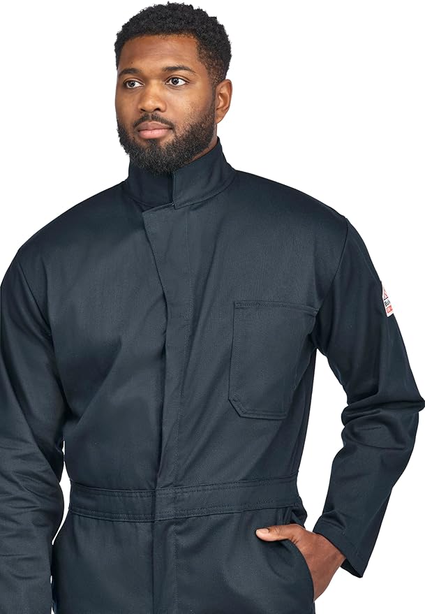 Bulwark FR mens Flame Resistant 9 Oz Twill Cotton Classic Coverall With Hemmed Sleeves