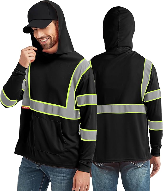 ProtectX High Visibility Long Sleeve Shirts Reflective Hi Vis Safety Shirt for Men Women Class 2-3 Construction Shirt 1 Pack