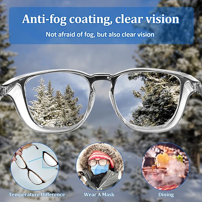 Outray 2 Pairs Anti Fog Safety Goggles Protective Glasses Blue Light Blocking Eyeglasses for Men Women