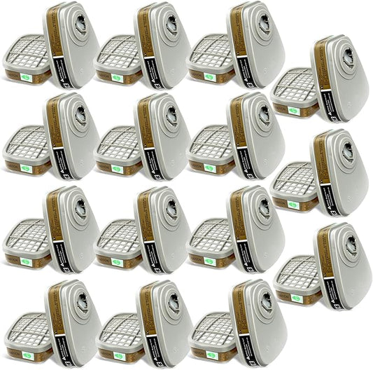Respirator Cartridge/Filter, 6001 Filter Cartridges Installed on 6200, 6800 Respirator Body, Use for Asbestos, Resin, Paint, Dust, Welding