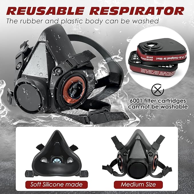 Respirator Mask, Paint Respirator with 6001 Filters for Chemical, Spray Paint, Epoxy Resin,Sanding