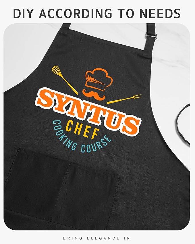 Syntus Chef Apron for Men Women Kitchen Cooking Apron with Pockets, Adjustable Bib Aprons Stain Resistant, 1 Pack