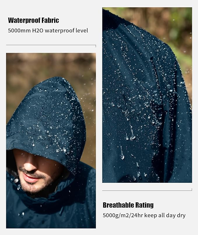 SWISSWELL Mens Women Rain Suit Rain Jacket and Pants Waterproof Lightweight Windbreaker with Detachable Hood for Golf Fishing