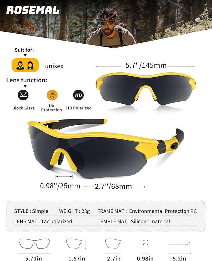 Polarized Sports Sunglasses for Men Women Youth Baseball Running Fishing Tennis Golf Cycling Driving Motor TAC UV400 TR90