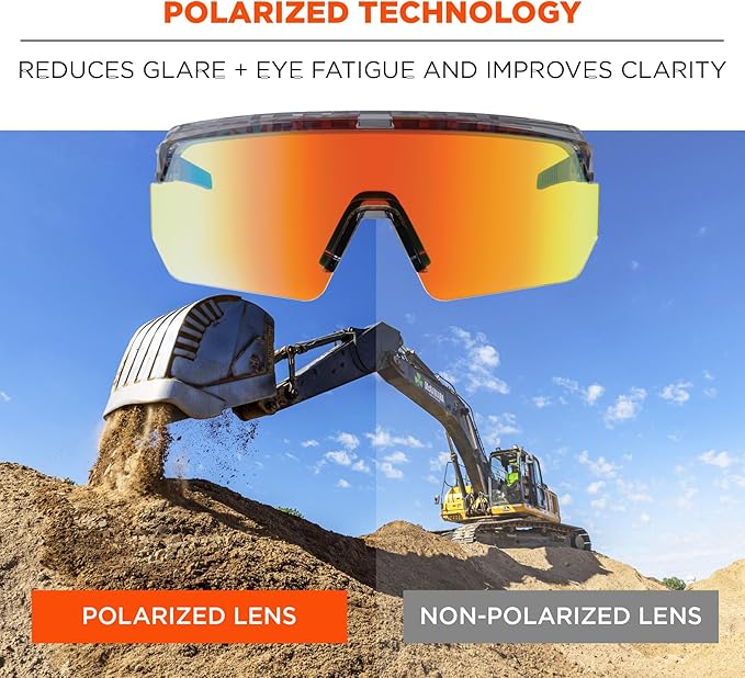 Ergodyne Skullerz AEGIR Polarized Safety Sunglasses with Fog Off+, Anti Fog Safety Glasses, Anti Scratch Mirror Lens