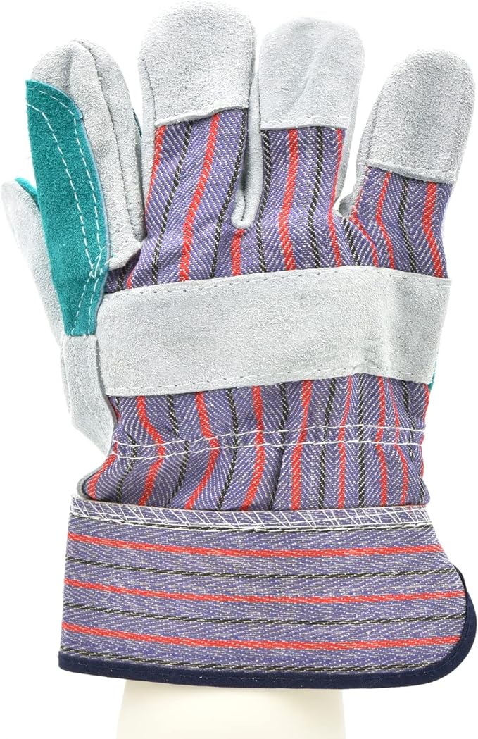 5 Pair Pack Leather Palm Work Gloves Cowhide Leather Suede Finish A Grade Premium