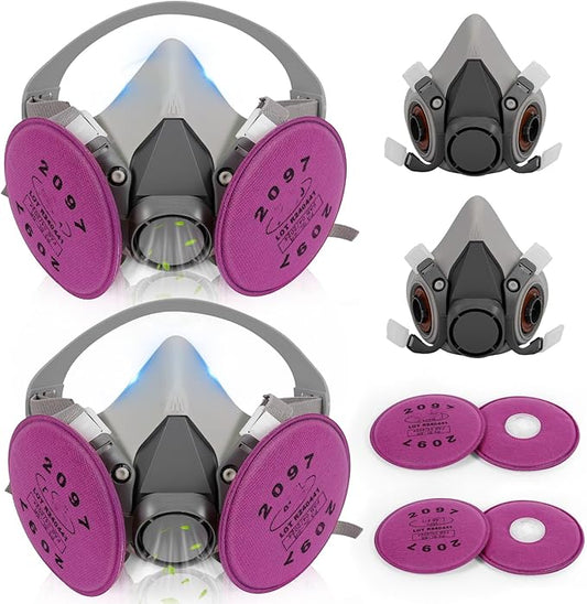 Respirator Mask with Filters - Reusable Gas Mask Against Organic Vapor Formaldehyde for Chemicals Spray Paint